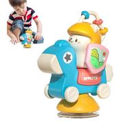 Juguete de succión de silla alta, rueda giratoria con base de succión | Copa de succión Bandeja de desarrollo de dibujos animados Juguete para silla alta | Teether interactivo educativo para piso, o m