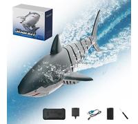 Juguete de tiburón con control remoto con cámara HD 4K para niños y adultos, barco de tiburón RC de alta simulación con control remoto de 2.4 GHz, 4 canales, impermeable, batería de 1200 mAh, perfecto