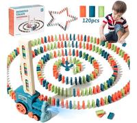 Juguete de Tren Dominó,Juguetes de Apilamiento,Juegos Infantiles Creativos,120 Bloques de Dominó Tren Eléctrico Juego,Dominós Tren Juguete Educativo Apilamiento,Regalo para niños Mayores de 3 años