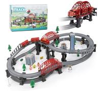 Juguete de Tren Eléctrico para Niños 128 Piezas, Tren de Juguete con Señales de Tráfico y Escenas Urbanas, Juego Educativo Pista de Coche para Niño 3 4 5 6 7 Años, Niños Niñas