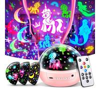 Juguete de unicornio a partir de 3 a 12 años para niñas, 【3 películas+93 efectos+regulable】 Regalos de unicornio para niñas, 【Remote+3 temporizadores+rotación】 Proyector de cielo estrellado para niños