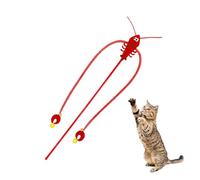 Juguete De Varita Para Gato Con Campana,Varita Teaser Para Gatito,Juguete con varita para gatito con diseño de langosta y campana | Varilla de extensión ligeramente elástica, juguete para masticar gat