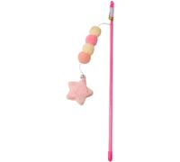 Juguete de varita para gatos con bola de felpa, cuerda elástica rosa, colgante de estrella, juguete interactivo hecho a mano para gatitos, ratones y animales