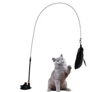 Juguete de varita para gatos, juguete interactivo de plumas de gato, juguete de varita de plumas de gato, palo de juguete para gatos con pluma desmontable, juguetes interactivos para gatos, juguete de