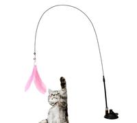 Juguete de varita para gatos, juguete portátil de plumas de gato, varita de interacción para gatos, de juguete con pluma desmontable, juguete de ventosa para ejercicio de gatos y juego