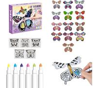 Juguete de voladora, mariposas mágicas con pintura blanca. Tarjeta de juguete de para enrollar alimentada por una banda elástica, voladora mágica, juguetes de resorte y