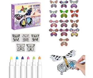 Juguete de voladora, mariposas mágicas con pintura blanca. Tarjeta de juguete de para enrollar alimentada por una banda elástica, voladora mágica, juguetes de resorte y