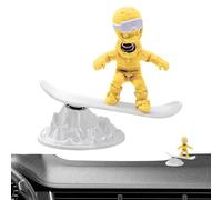 Juguete decorativo para salpicadero: figura impresa en 3D impulsada por inercia, divertido de hombre esquiador, decoración de visualización de movimiento creativo, accesorio interior automotriz