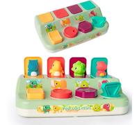 Juguete Dinosaurio Pop-Up, Juguete de Causa y Efecto para Bebés de 6-9-12 Meses, Juguete Interactivo de Aprendizaje Temprano con Botones Sensoriales para Niña Niño, Regalo para Niños de 1-3 Años