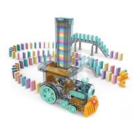 Juguete Domino Train para niños | STEM Dominoes apilando el juego con luz y sonido | Tren de colocación de dominó automático eléctrico para niñas para niños 3+ | Juguete de aprendizaje educativo para
