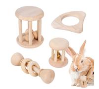 Juguete duradero - Juguete de conejo de madera natural para animales pequeños, juguetes interactivos, suministros para mascotas, juguetes masticables para entrenar, patio, ejercicios al aire libre