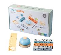 Juguete educativo con campana, juego de ortografía con bloques de madera - Juguete de letras a juego con tarjeta flash - Juego de herramientas educativas preescolares para niños a partir de 3 años