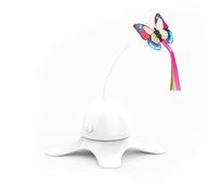 Juguete eléctrico interactivo de Papillon giratorio de 360 grados para gatos y chatter, material de plástico, tamaño 17 cm (blanco)