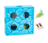 Juguete eléctrico para gatos | Caja interactiva de queso de plumas, rotación de plumas en laberinto, juguete de plumas de gato con detección inteligente, juguete alimentado por pilas para gatos y
