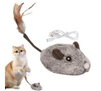 Juguete electrónico de gato Mice Toy, juguete de peluche electrónico, Feather Tail Kitten, USB recargable, USB recargable, juguete electrónico con micrófono eléctrico y cola para uso interior o