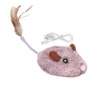 Juguete electrónico de gato Mice Toy, juguete de peluche electrónico, Feather Tail Kitten, USB recargable, USB recargable, juguete electrónico con micrófono eléctrico y cola para uso interior o