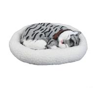 Juguete electrónico de peluche para gatos con respiración simulada para decoración del hogar y crecimiento intelectual de la primera infancia (gatos a rayas grises)