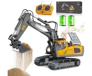 Juguete Excavadora Teledirigido, Juguete para Niños y Niñas Mayores de 3 Años, Rotación de 680°, 11 Canales, RC Recargable, Sonido y Luz, Excavadora Juguete para Niños de 6-12 años (2,4 GHz)