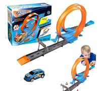 Juguete Flexible De Coche De Carreras En Pista | Coche De Aleación Pull-back Montado Modular Con Carretera Plegable | Juego De Pistas De Prensa & Go De Alta Velocidad Para Juegos Infantiles En