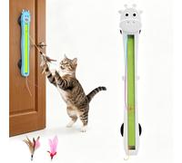 Juguete for puerta for gatos, juguetes automáticos for gatos de interior, cuenta con un cable oscilante inteligente y flexible de 360° que libera tus manos, ayuda a tu gato a mantenerse(Bianco)