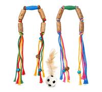 Juguete Gato Matatabi 2 Piezas, Palitos Mordedores con Fútbol de Plumas | 2 palitos mordedores para gatos, 1 fútbol de plumas, para morder, cuidado dental, jugar y entretener gatos