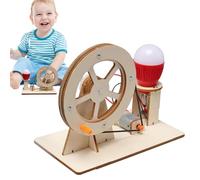 Juguete generador de electricidad manual, juguete eléctrico de manivela - Kit científico para generadores - Proyecto científico de bombillas y generadores de madera para clase, juguete de aprendizaje