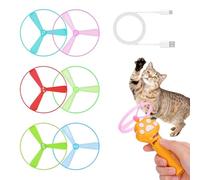Juguete genérico para tu gato - Lanzador de platillos voladores recargable con 6 discos | Juguete interactivo para gatos, juego al aire libre en el jardín, el patio, el patio o el balcón
