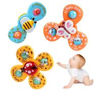 Juguete Giratorio con Ventosa para Bebé, 3 Piezas de Spinner con Ventosa para Mesa, Spinner Manual, Juguete de Baño con Temas Animados, Juguete de Agua, Juguete Sensorial para Bebés de 1 a 6 Años