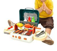 Juguete Grill para Niños Conjunto Plegable Interactivo con Sonido y Luz | Juguetes de Ficción Para Niños y Niñas, Viaje, Camping, Fiesta de Cumpleaños