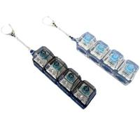 Juguete inquieto, 2 unidades, teclado inquieto, clicker, alivio del estrés, teclado portátil, llavero de cuatro teclas para adultos, hombres y mujeres (tapa transparente y negra, sin