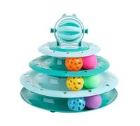 Juguete interactivo de gato de gato, gato giratorio, juguete interactivo para gatos, 4 niveles de torre para ejercicios mentales y físicos, interior o exterior