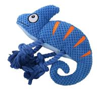 Juguete interactivo de lagarto de cuerda de algodón para perros: divertido y duradero juguete de peluche para morder al aire libre, a los perros medianos, pequeños y grandes les encantará, azul