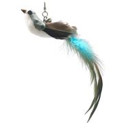 Juguete interactivo de plumas para gatos, juguete de plumas para gatos, juguete para pájaros interiores | Varilla retráctil para gatos divertido juguete de color con cola de plumas para juegos de