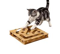 Juguete interactivo de rompecabezas de madera para gatos con bola, caja de laberinto de madera, juguetes para gatitos, juegos para mascotas, juego divertido para esconderse en movimiento, juguetes de