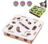 Juguete interactivo de rompecabezas para gatos, caja de enriquecimiento de lima de uñas para gatos, caja de estimulación mental con 3 bolas, rompecabezas de laberinto de fieltro para el cuidado de