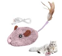 Juguete Interactivo Gato, Ratón Eléctrico De Juguetes para Gatos con Cola De Plumas, Juguetes Interactivos para Gatos Recargables por USB, Alivia El Aburrimiento Y Entrena La Agilidad De Tu Gato