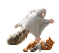 Juguete Interactivo para Gato Cola de Ardilla Voladora de Peluche Realista | Mordedor con Chirrido para Gato Indoor para Razas Pequeñas Medianas y Grandes en Salón Dormitorio J