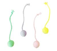 Juguete interactivo para gatos, 4 piezas, tejido de cuerda de algodón suave y cómodo, piedra sonora incorporada, alivia el aburrimiento, juego divertido para gatos de interior, (Bola de algodón)