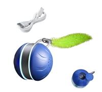 Juguete interactivo para gatos, bola de gatito recargable, juguete de movimiento automático con activación de movimiento inteligente y teaser de plumas para ejercicio en interiores, 2.67 x 2 x 1.81