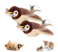 Juguete Interactivo Para Gatos Con Forma De Pájaro Volador De Interior Con Alas Que Chirrían, Recargable, Con Hierba Gatera - 2 Piezas