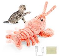 Juguete interactivo para gatos, juguete eléctrico automático para gatos de interior, recargable por USB, juguetes de hierba gatera con 1 paquete de hierba gatera, juguetes lavables de langosta de bajo