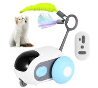 Juguete interactivo para gatos, juguete eléctrico para gatos y ratones, 2 modos USB, rotación reactiva de 360°, juguete recargable con mando a distancia y plumas de repuesto para mascotas (azul)