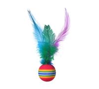 Juguete interactivo para gatos, pelota hinchable interactiva con plumas naturales | Bola de alta elasticidad para mascotas Teether Game Al hacer este juguete para el entrenamiento de la pluma del gato