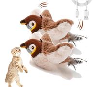 Juguete interactivo para gatos y pájaros, juguete para gatos con tres modos de aleteo, juguete de pájaro volador para gatos, gorrión eléctrico que agita el pájaro (2 piezas)