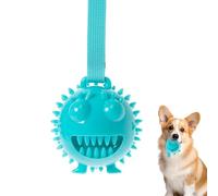 Juguete interactivo para perros, bola chirriante para perros, juguete único para morder cachorros - Bola de masticación interactiva para mascotas con cuerda de transporte, juguete para cachorros de