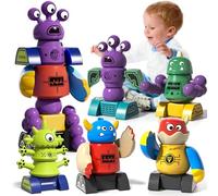 Juguete magnético robótico para niños a partir de 3-7 años, 5 piezas de bloques de construcción de monstruos magnéticos, juguete transformable apilable con caja de almacenamiento, promueve la