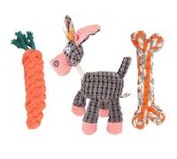 Juguete masticable de cuerda duradero para perros para masticadores duros de animales, seguro para cachorros, dentición y consumo de energía, diversión interactiva con sonido chirriante suave