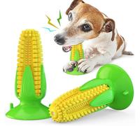 Juguete masticable de maíz con ventosa para perros, cepillo de dientes chirriante TPR, para el cuidado dental de mascotas