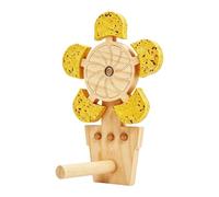 Juguete masticable de molino de viento de loro, juguete giratorio de madera | Juguete masticable giratorio para loros en forma de molino de viento hecho de madera natural y corcho. Satisface el instinto