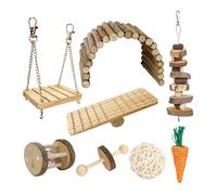 Juguete masticable para hámster, jaula de juguete para casa, oscilante, puente arqueado, resistente a las mordeduras, juguete para masticar para animales pequeños, juego de madera 8